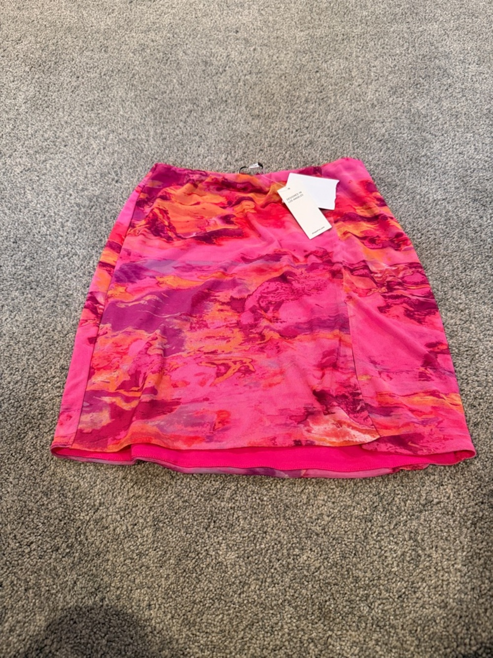 AFRM Pink & Orange Marble Mini Skirt